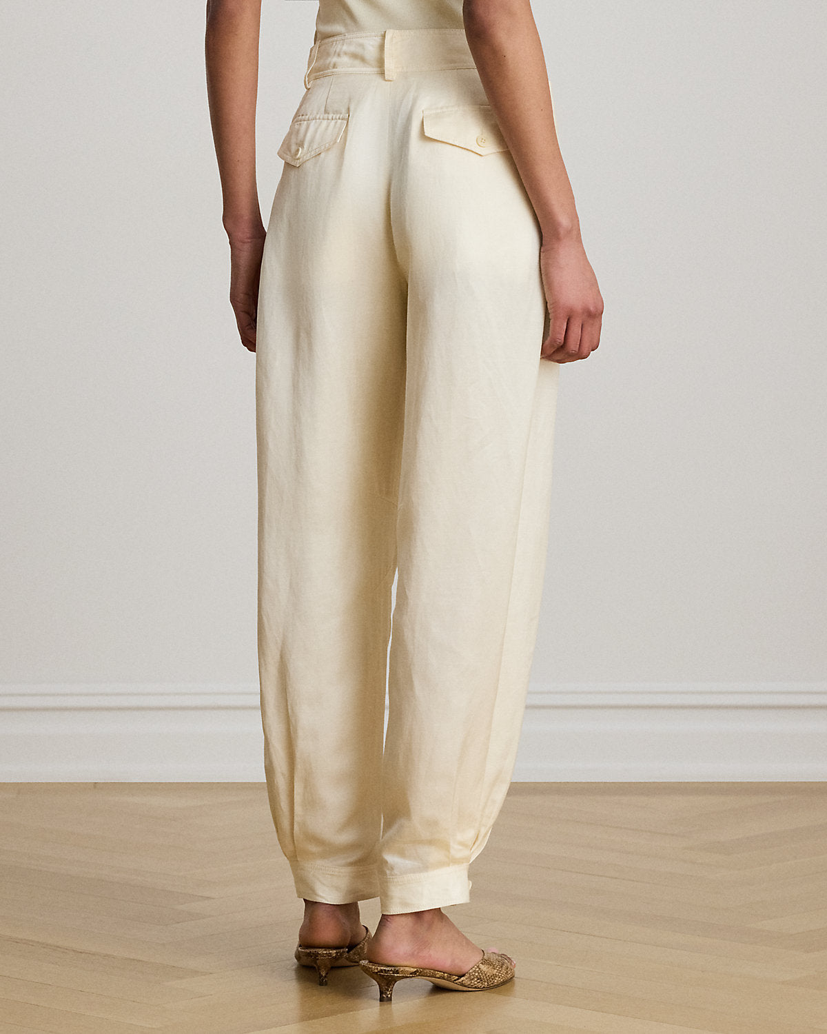 Shantung Barrel Cargo Ankle Pant