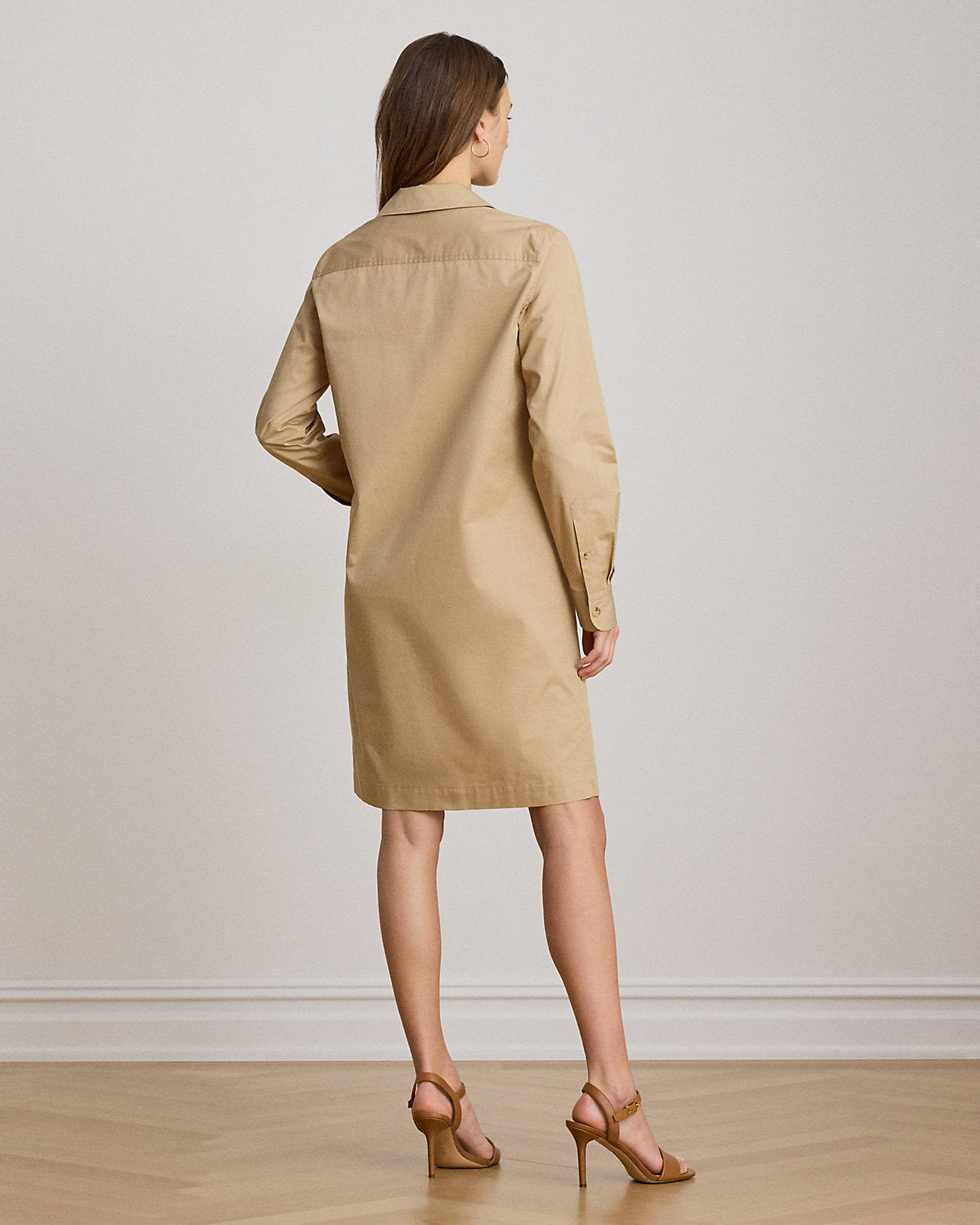 Lace-Up Cotton Twill Shirtdress