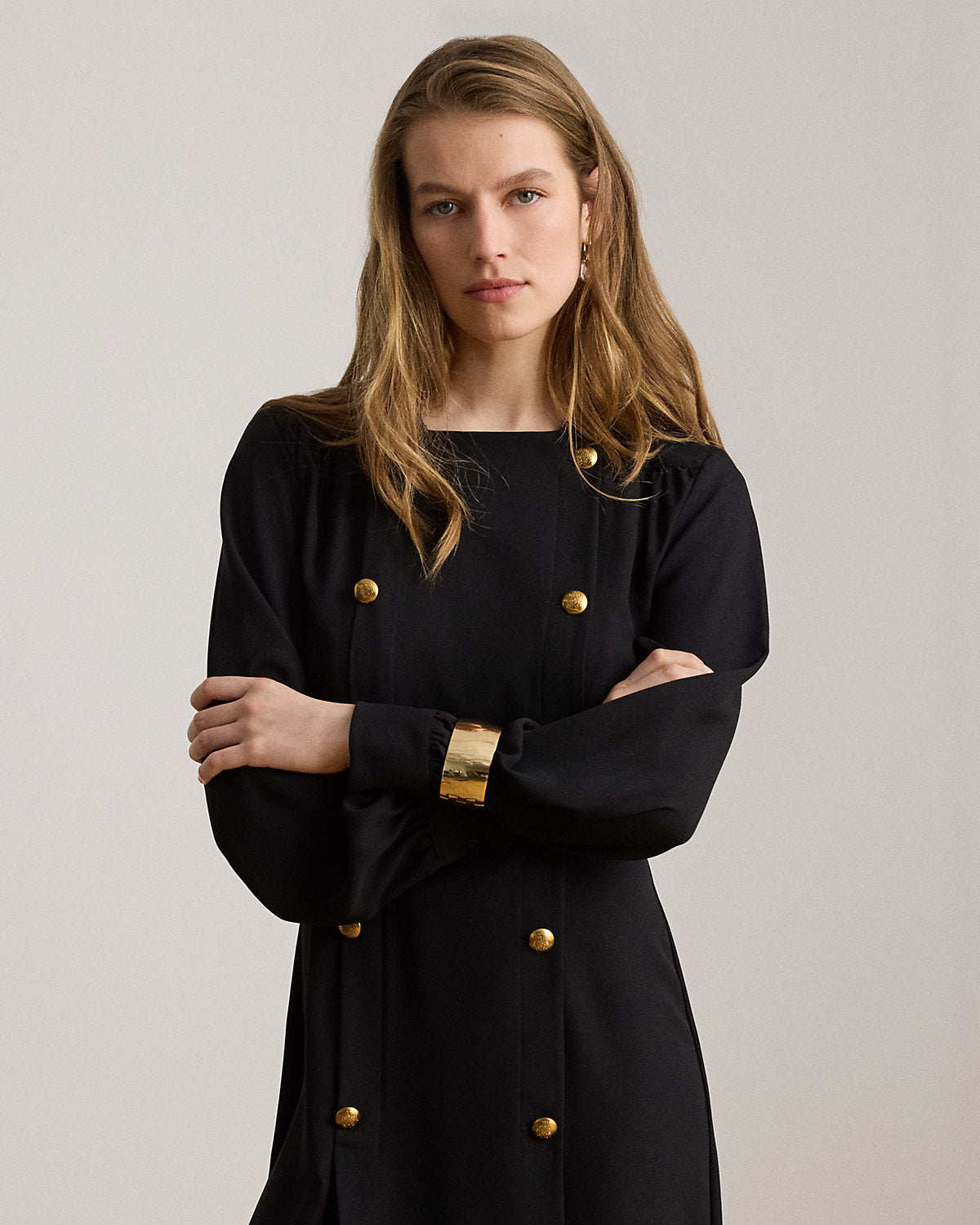 Double-Breasted Georgette Dress