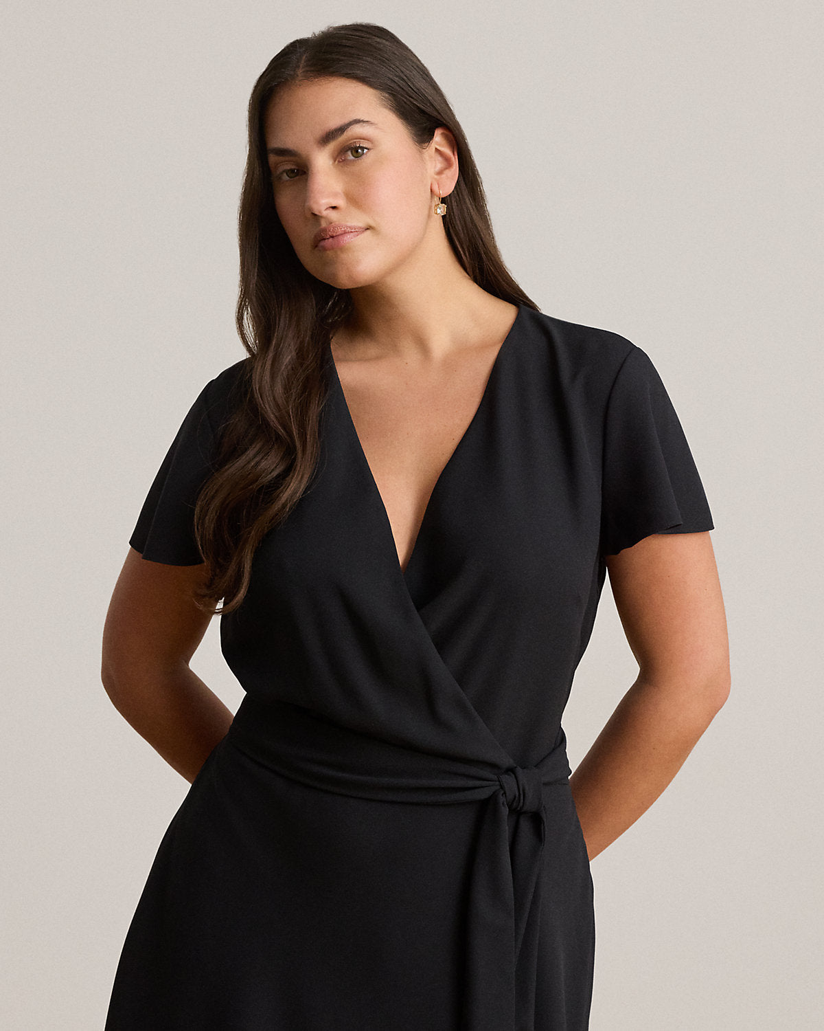Belted Georgette Surplice Dress
