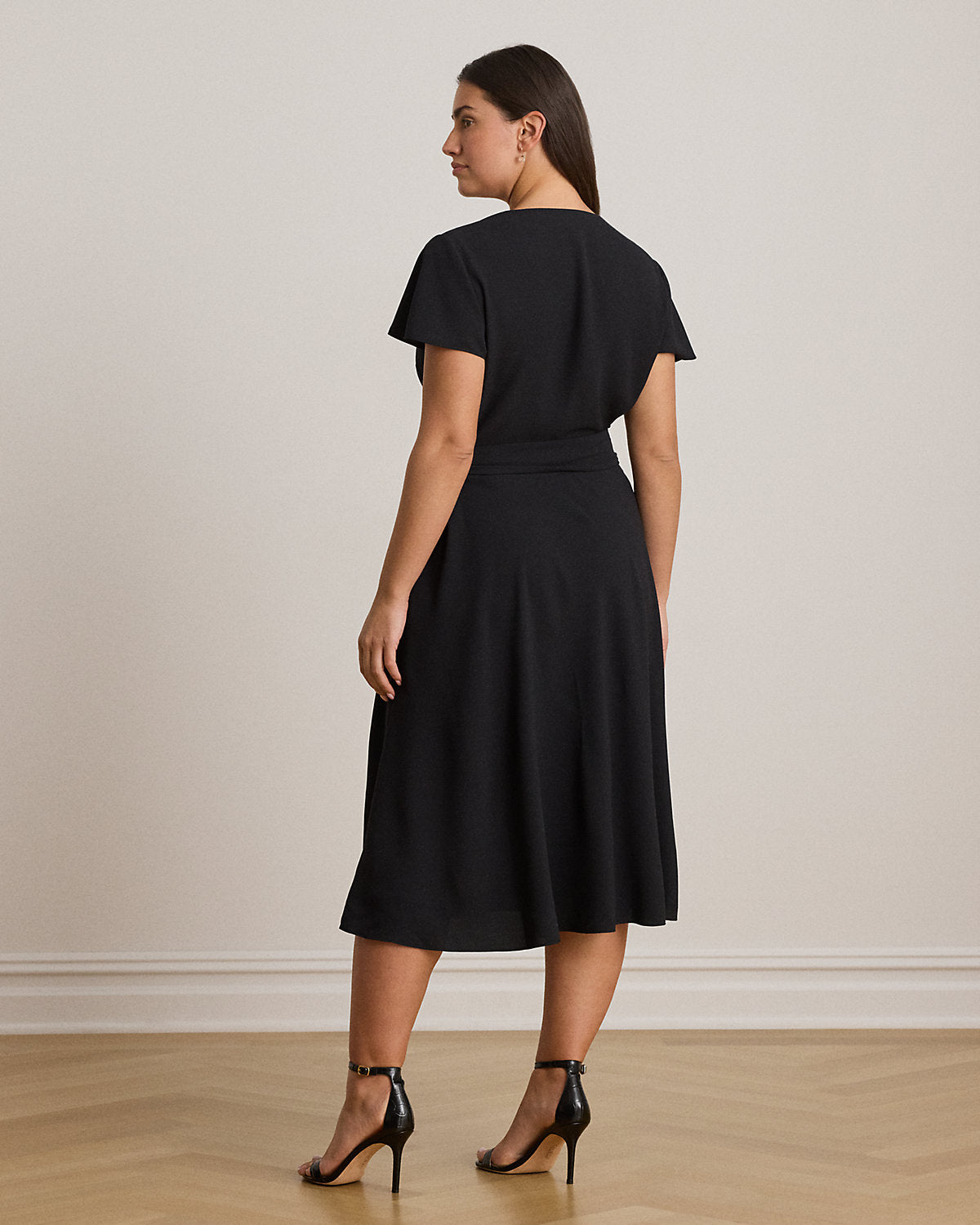 Belted Georgette Surplice Dress