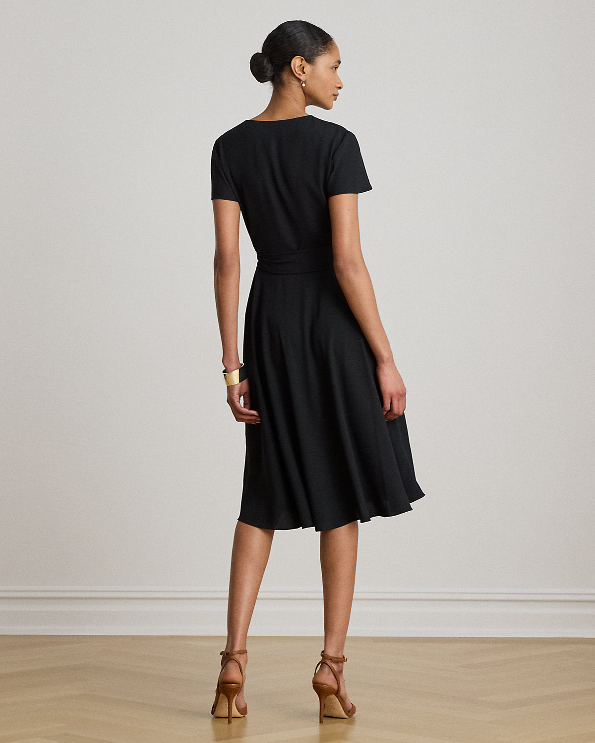 Belted Georgette Surplice Dress