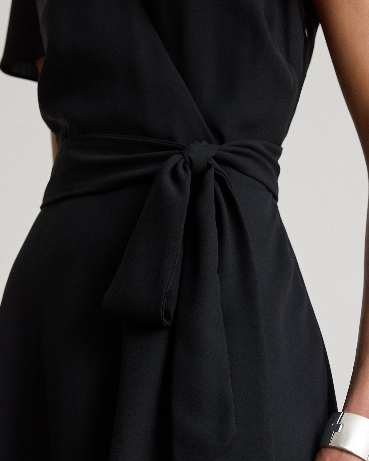 Belted Georgette Surplice Dress