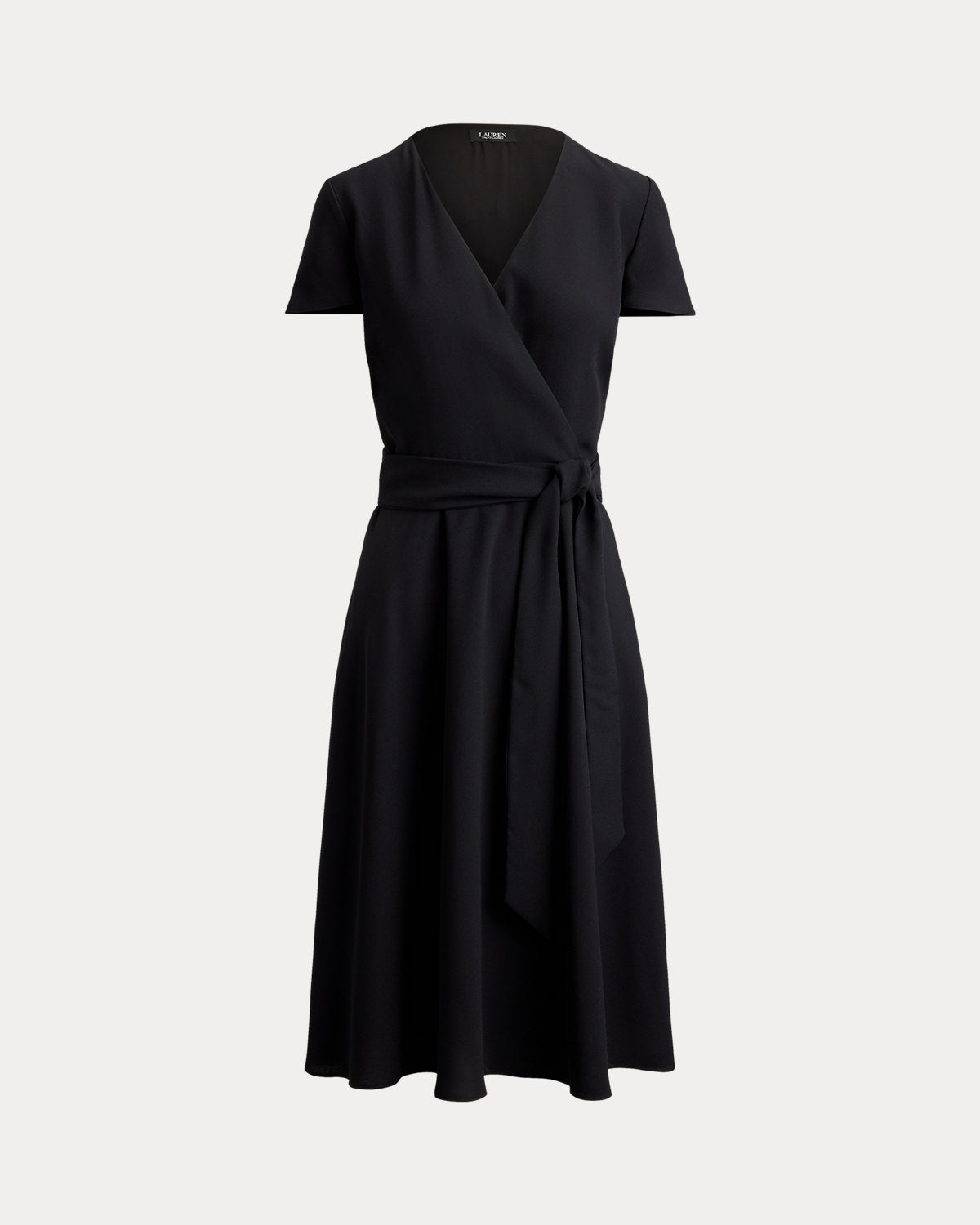 Belted Georgette Surplice Dress