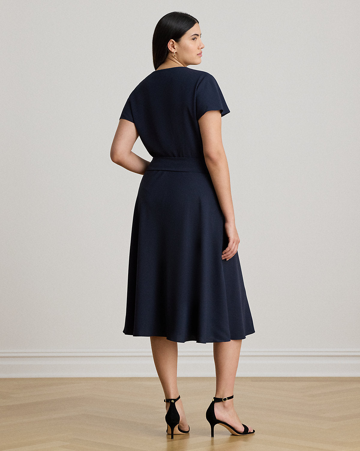 Belted Georgette Surplice Dress