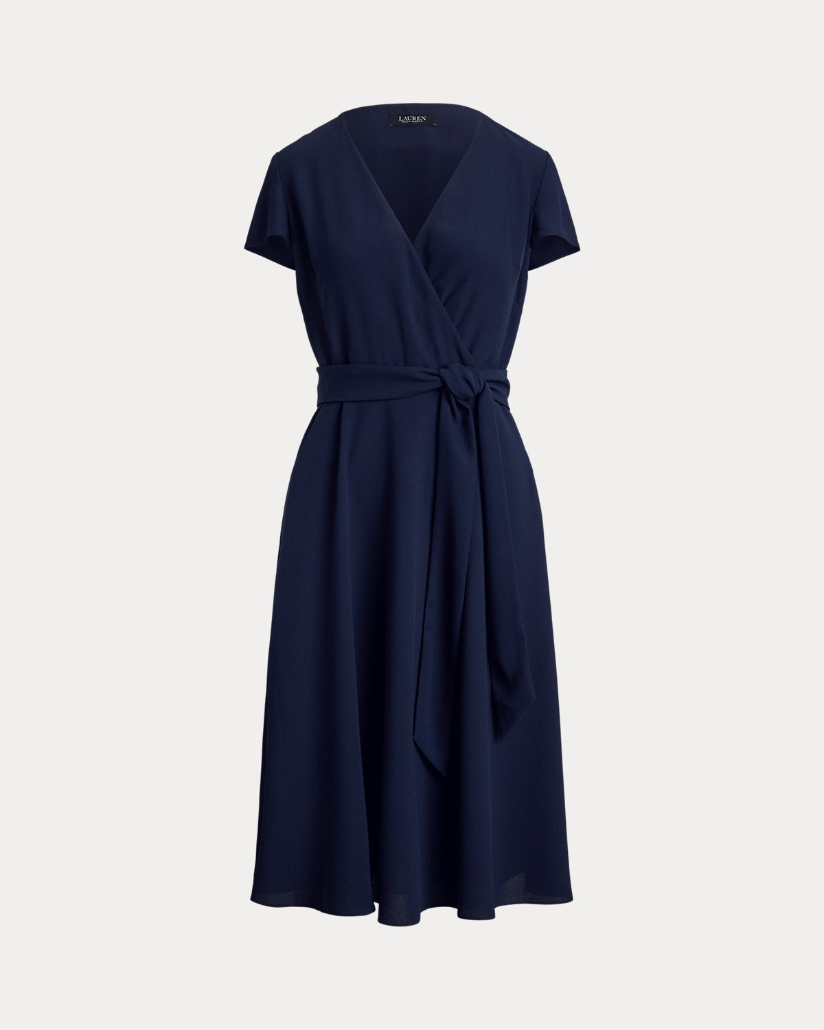 Belted Georgette Surplice Dress