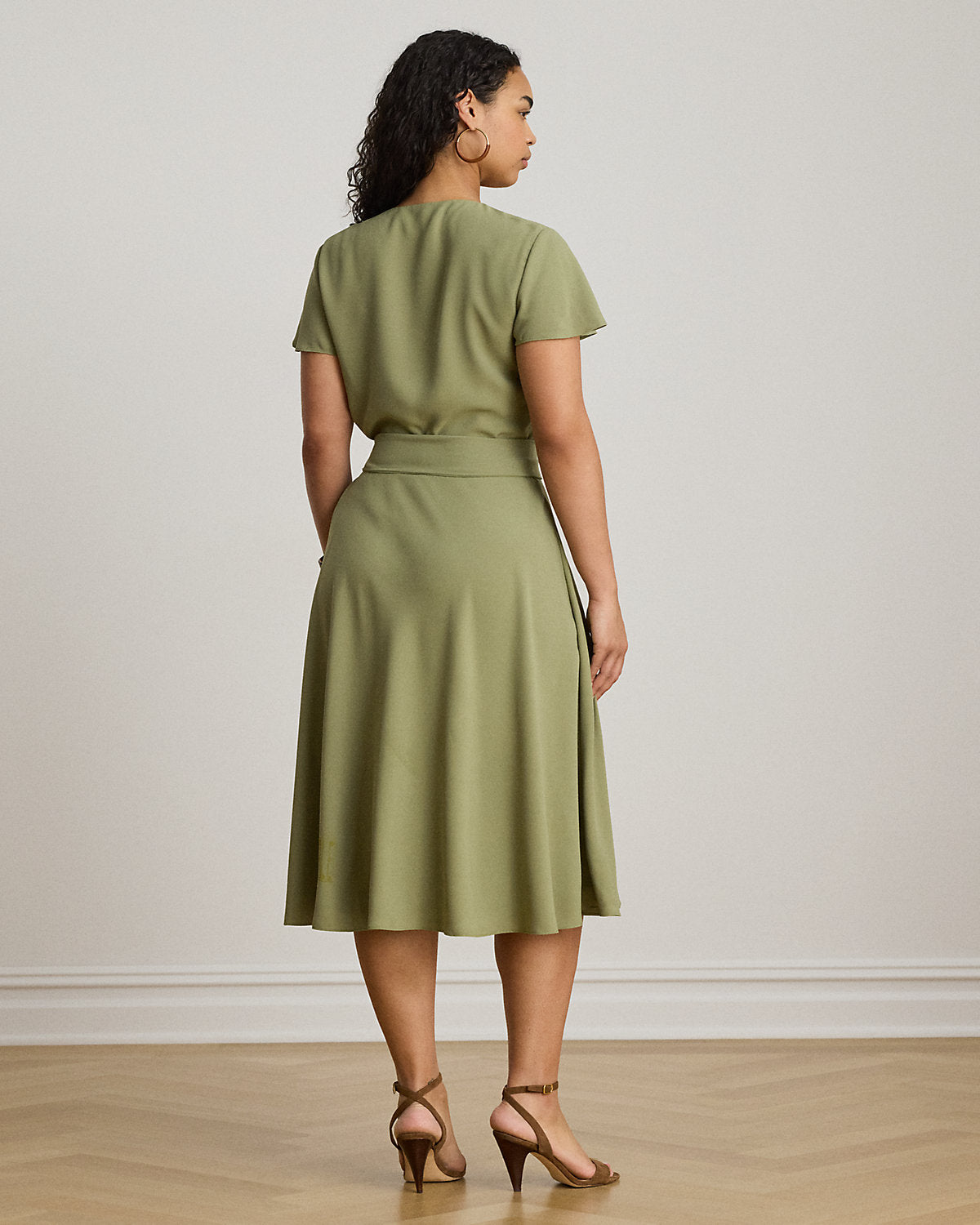 Belted Georgette Surplice Dress