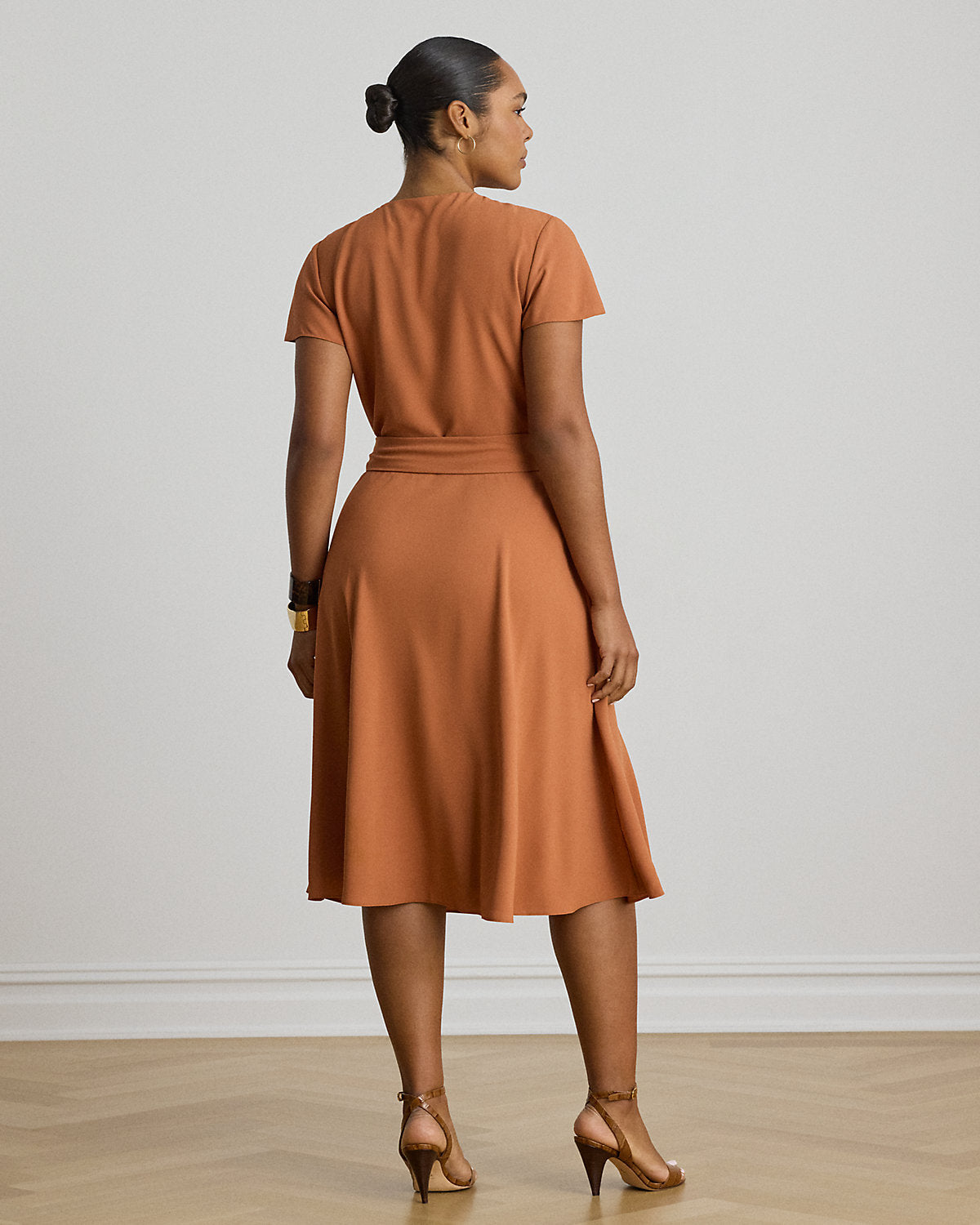 Belted Georgette Surplice Dress
