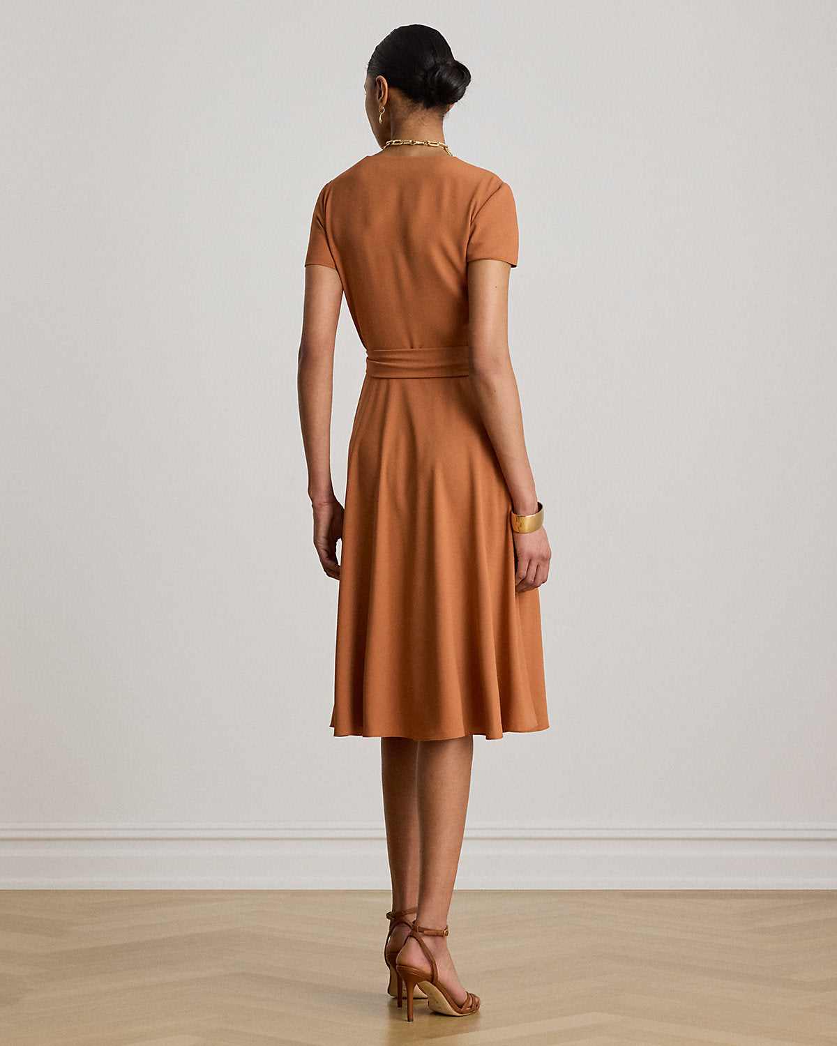 Belted Georgette Surplice Dress