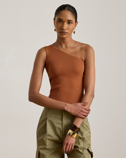 Rib-Knit One-Shoulder Sweater