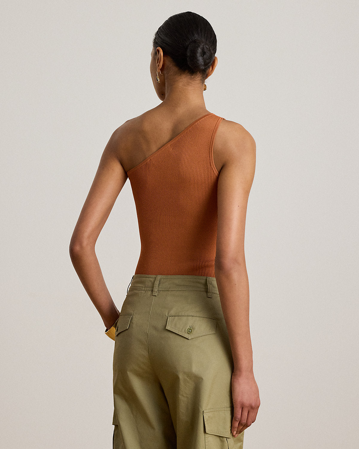 Rib-Knit One-Shoulder Sweater