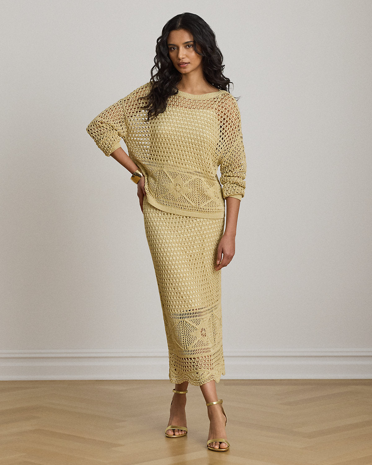 Pointelle-Knit Linen-Blend Sweater