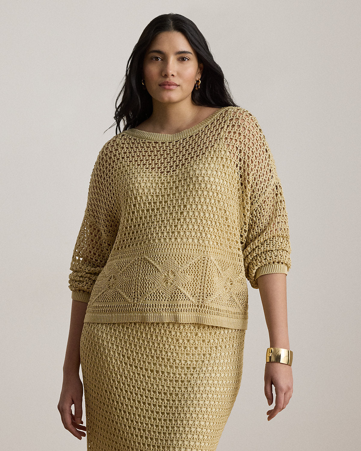 Pointelle-Knit Linen-Blend Sweater
