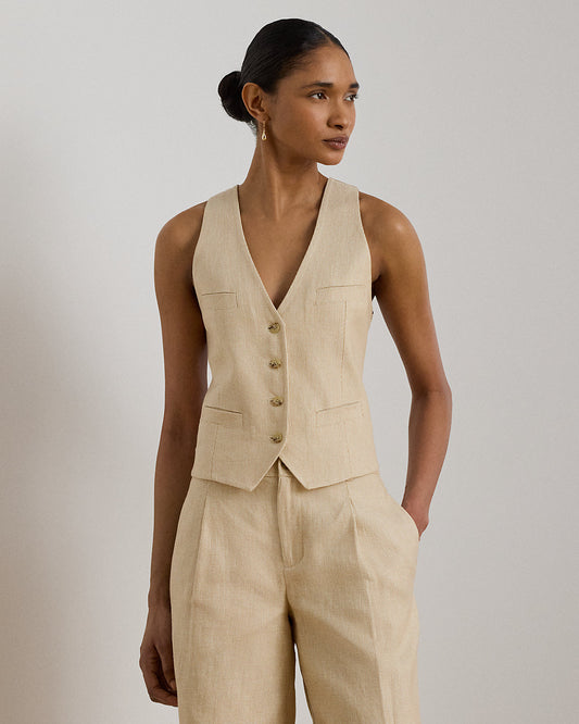 Linen-Cotton Tweed Vest