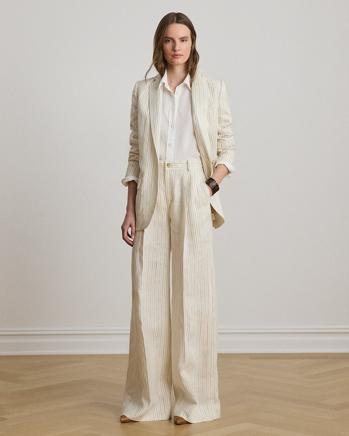 Pinstripe Linen Blazer