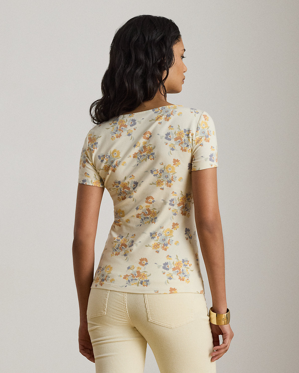 Floral Cotton Jersey Square-Neck Top