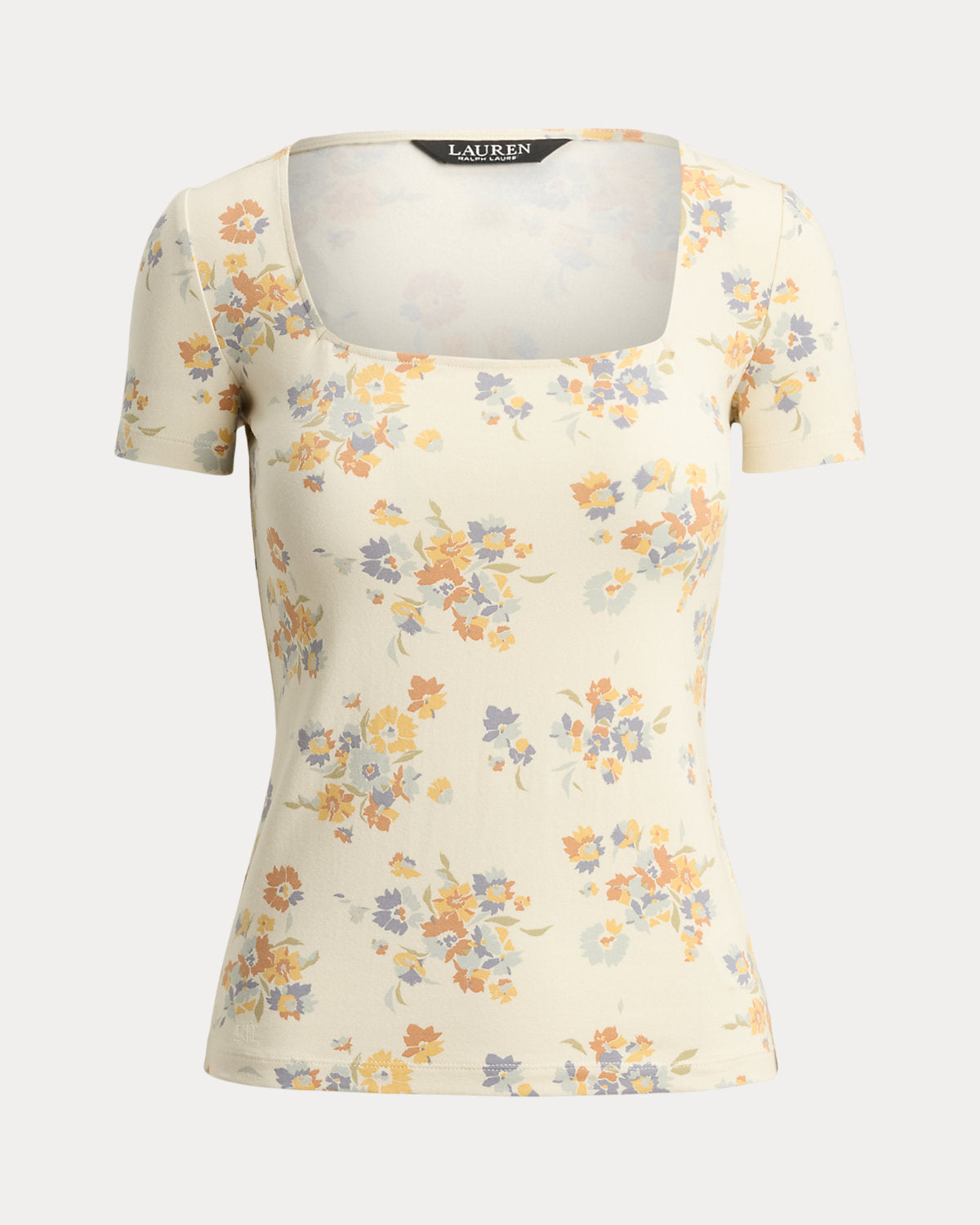 Floral Cotton Jersey Square-Neck Top
