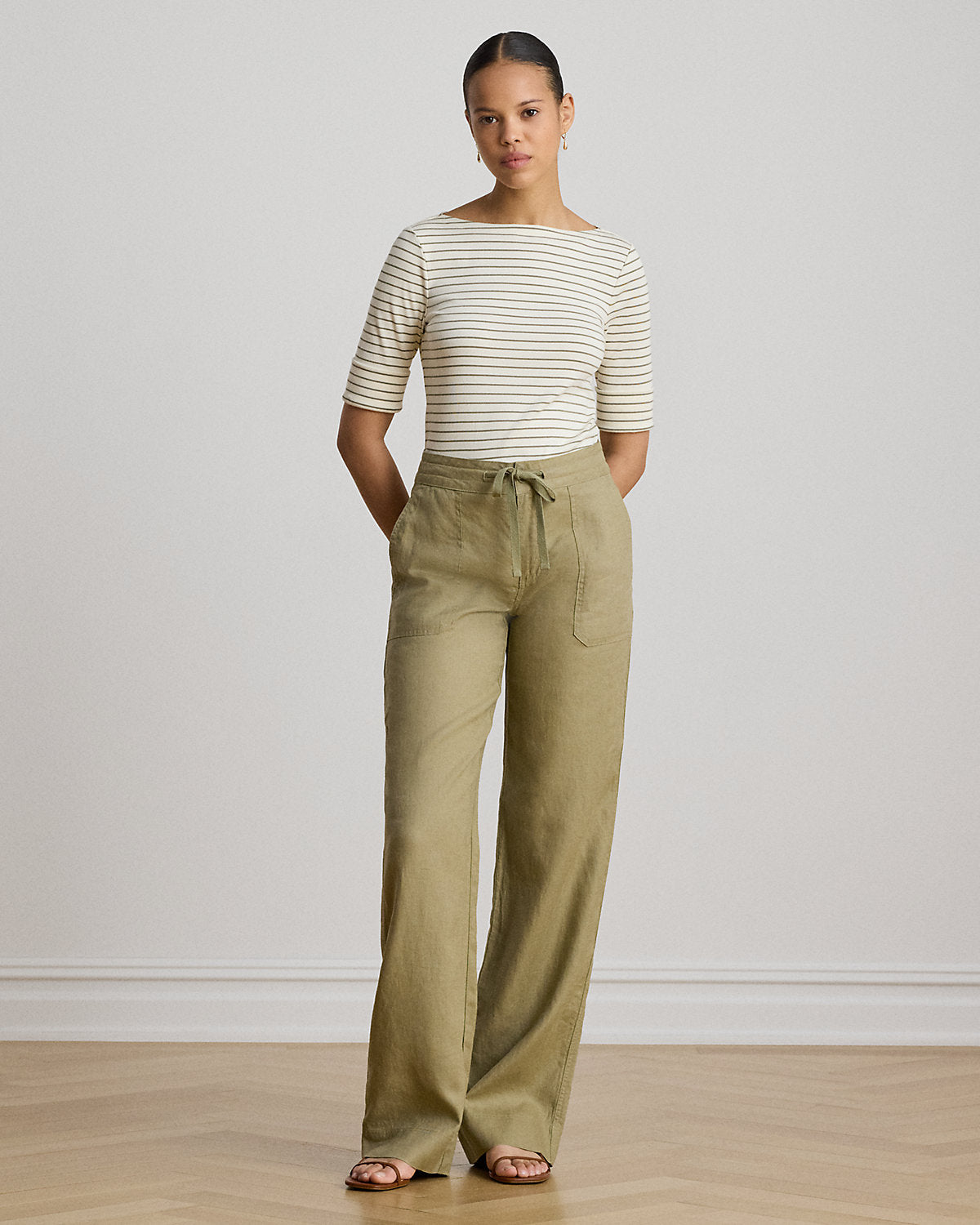 Striped Stretch Cotton Boatneck Tee