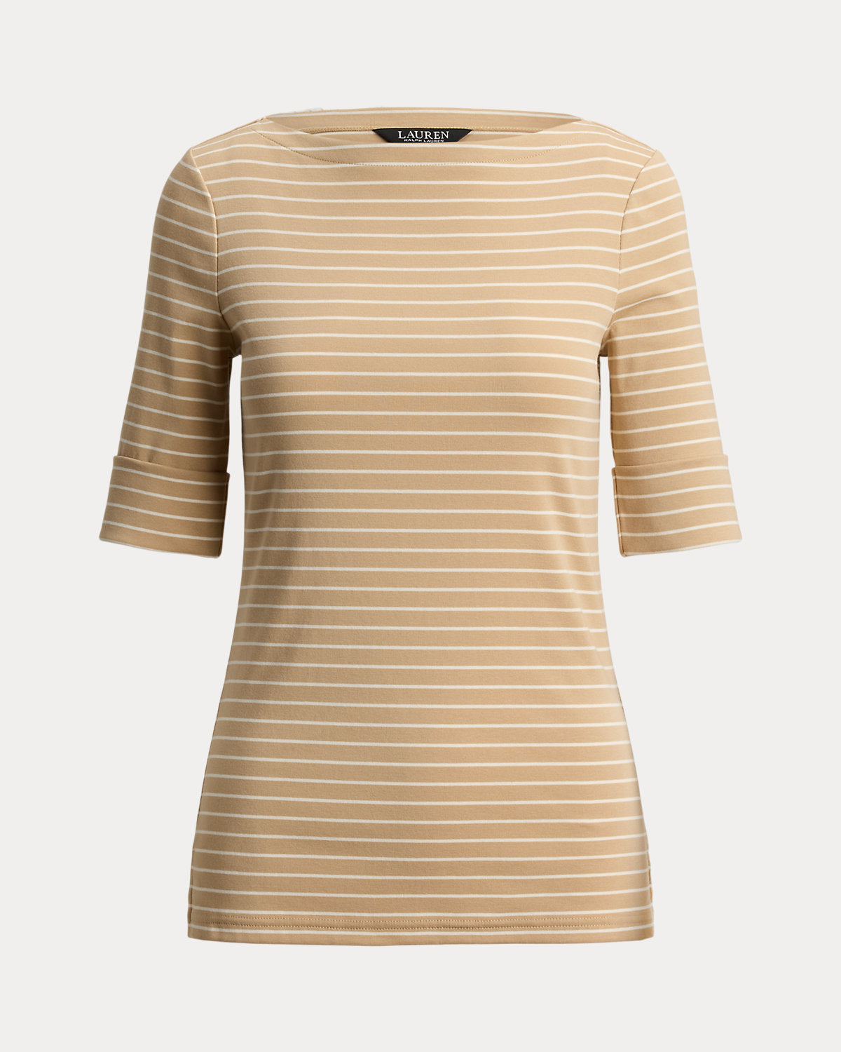 Striped Stretch Cotton Boatneck Tee