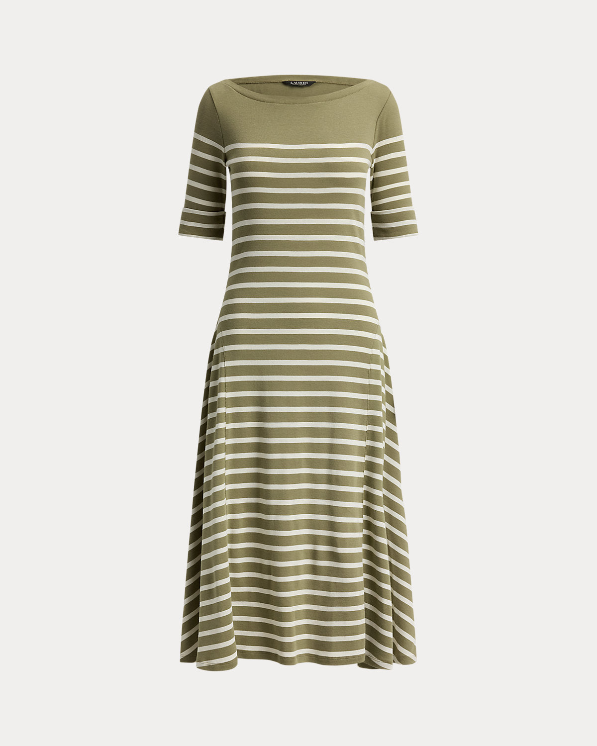 Breton-Stripe Cotton Ribbed Midi Dress