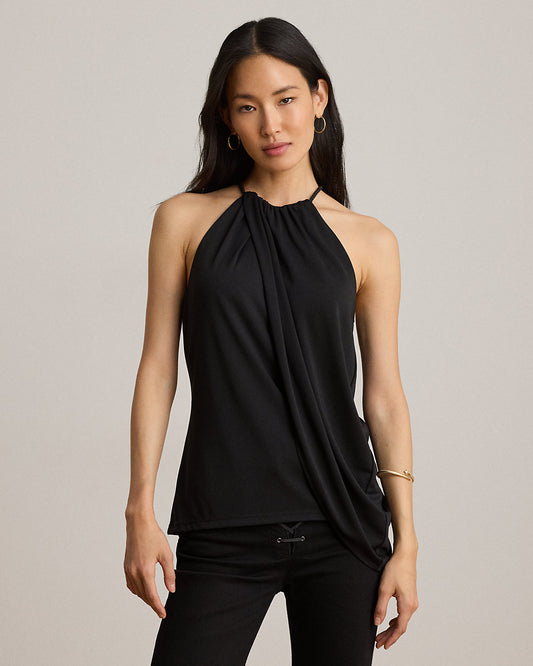Pleated Stretch Jersey Halter Top