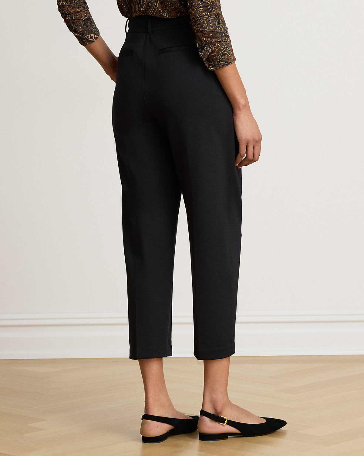 Pleated Ponte Tapered Ankle Pant