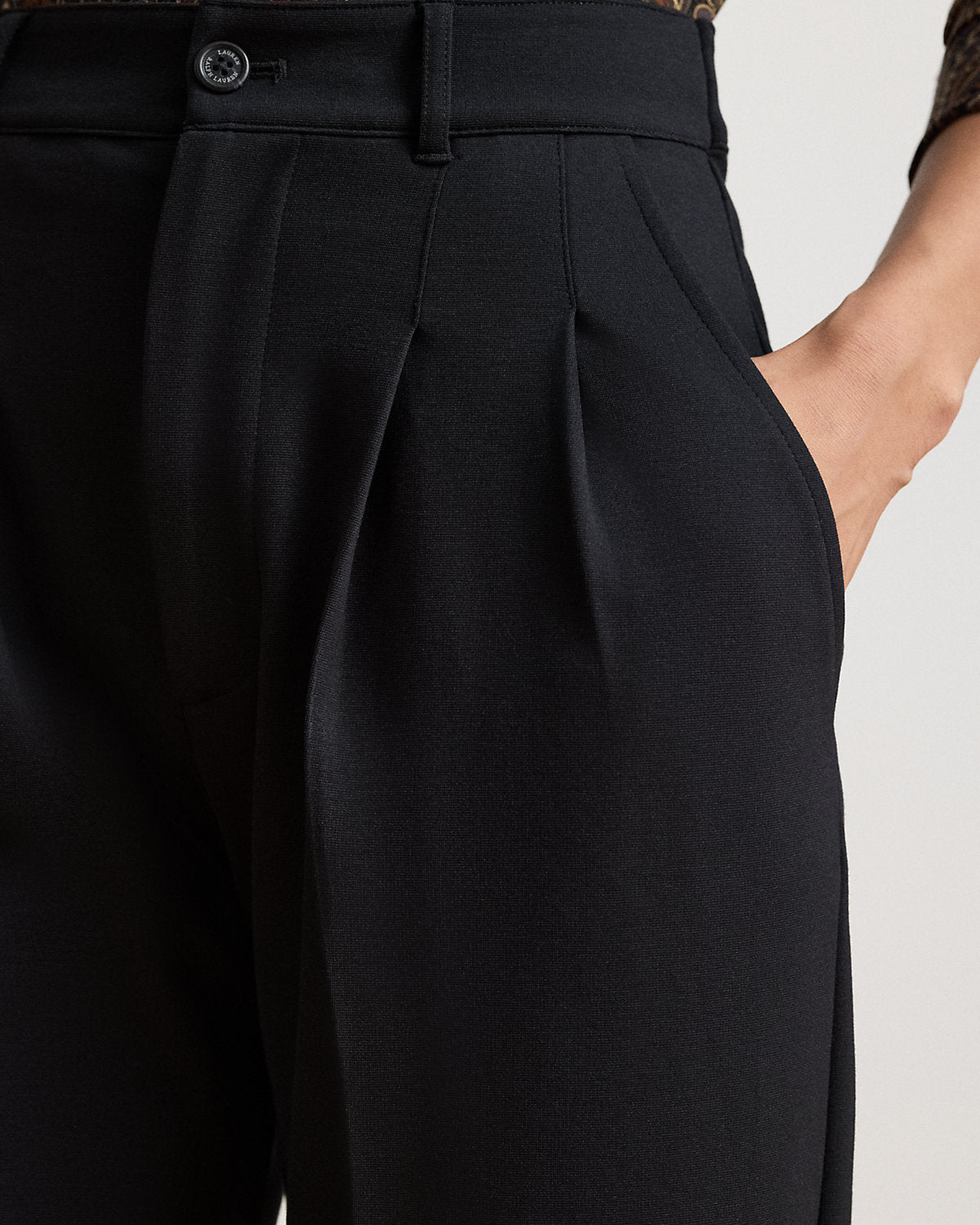 Pleated Ponte Tapered Ankle Pant