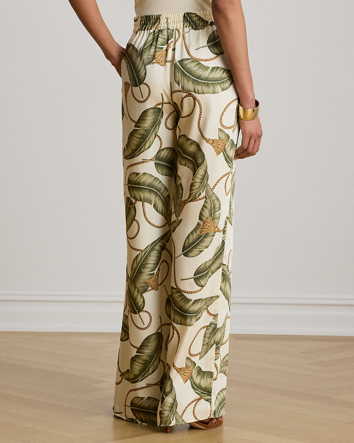 Rope-Print Twill Wide-Leg Pant