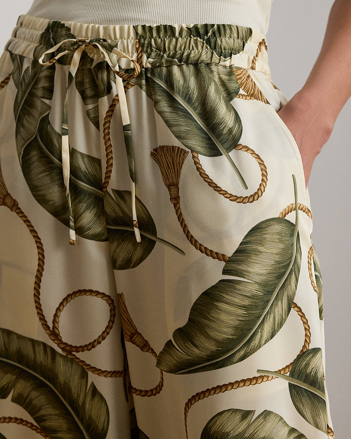 Rope-Print Twill Wide-Leg Pant
