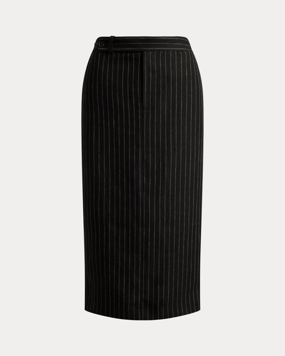 Chalk-Stripe Linen Pencil Midi Skirt
