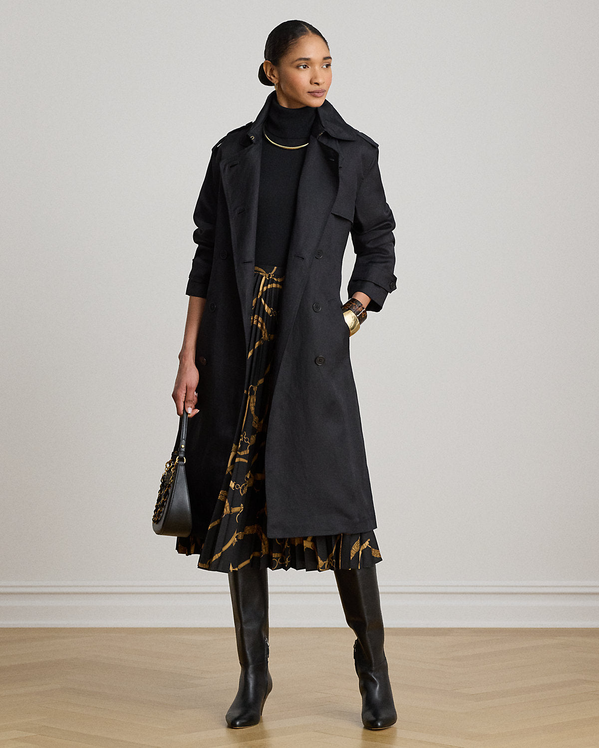 Double-Breasted Linen-Blend Trench Coat
