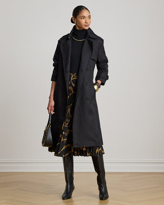 Double-Breasted Linen-Blend Trench Coat