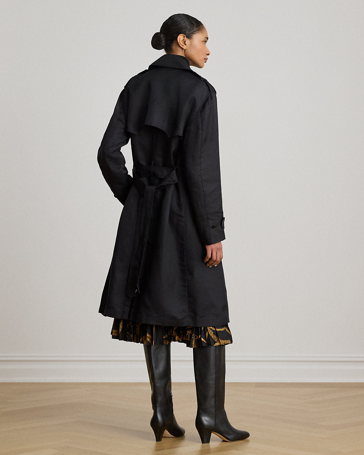 Double-Breasted Linen-Blend Trench Coat