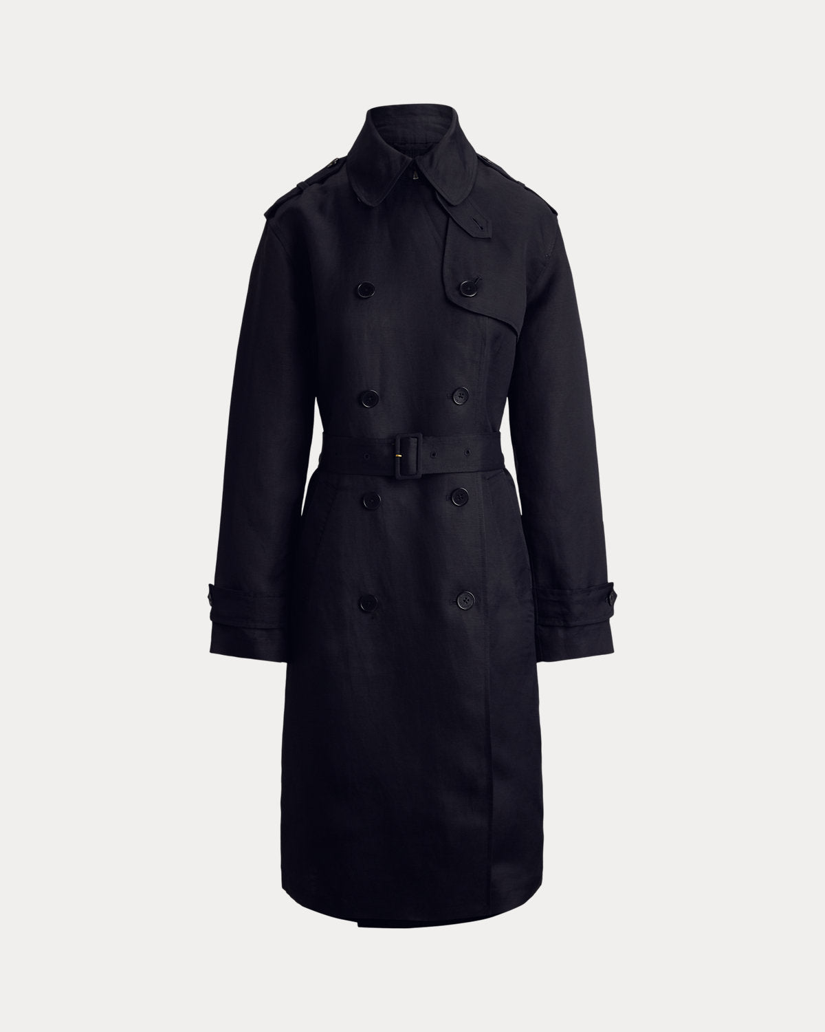 Double-Breasted Linen-Blend Trench Coat