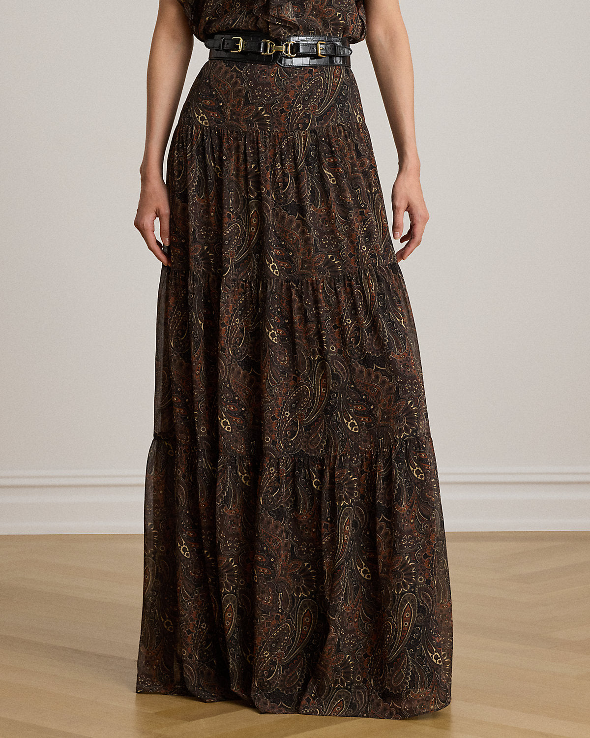 Paisley Georgette Tiered Maxiskirt