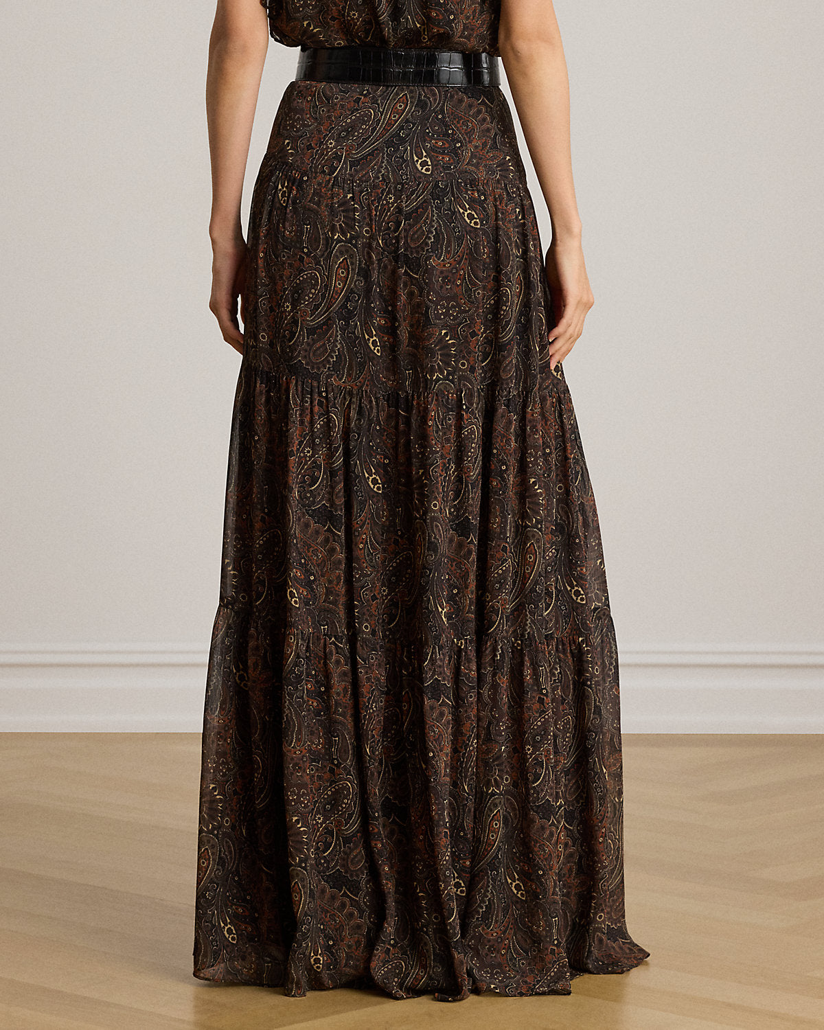 Paisley Georgette Tiered Maxiskirt