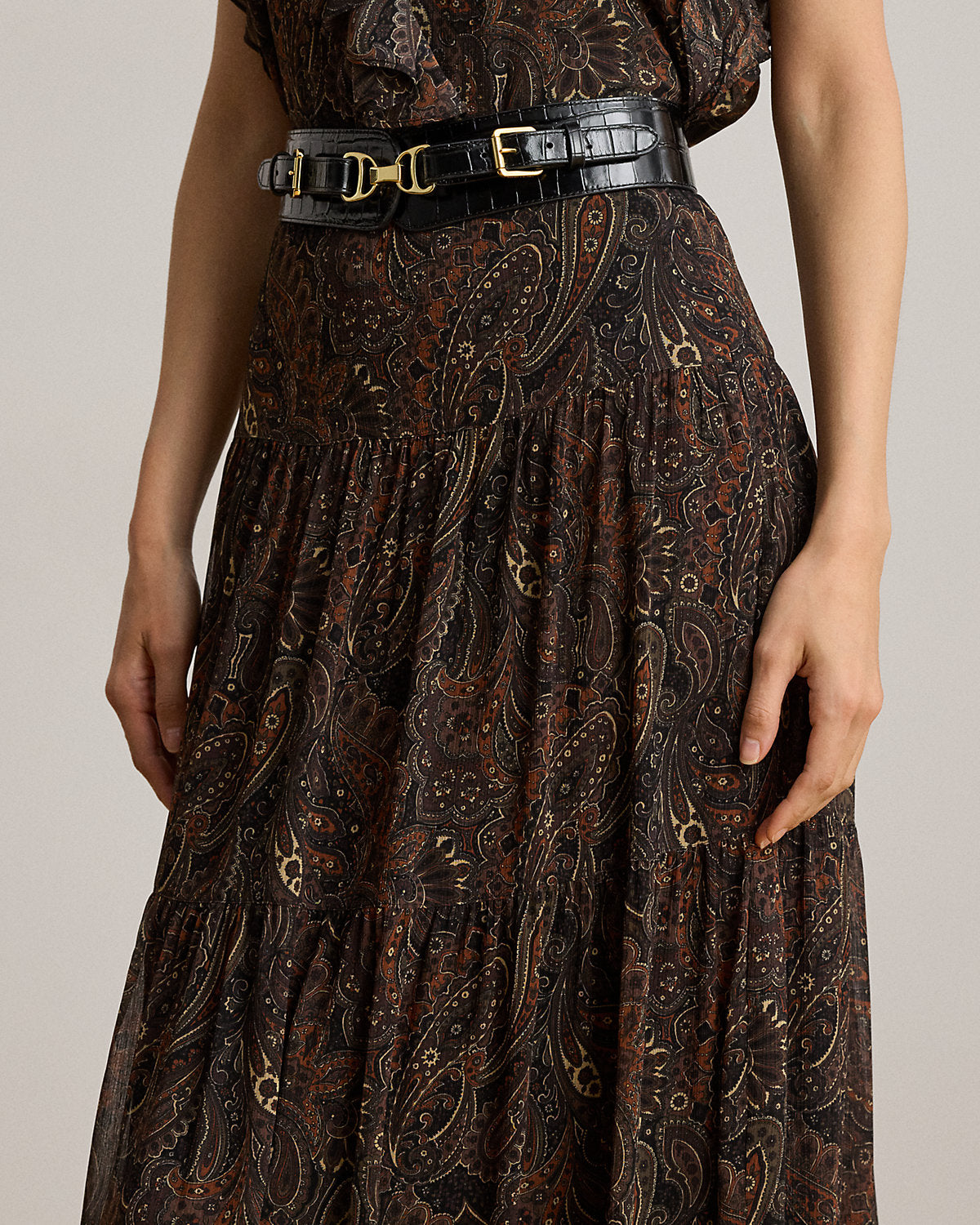 Paisley Georgette Tiered Maxiskirt