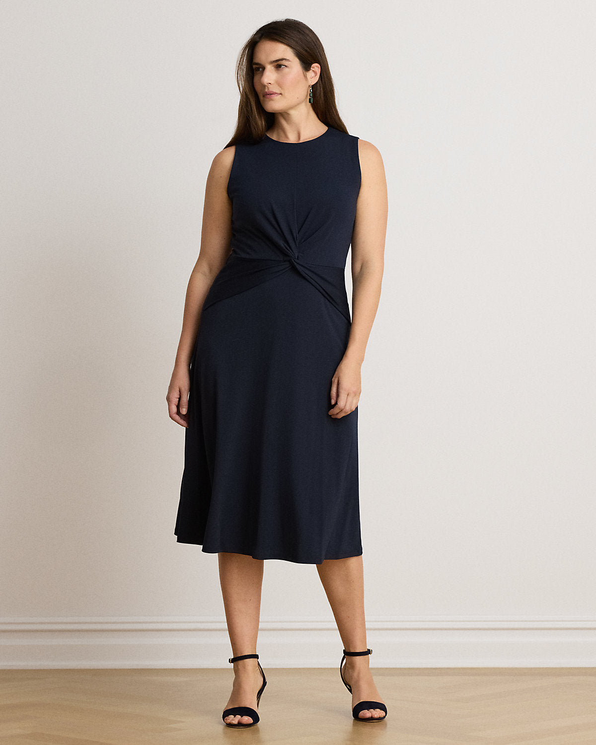 Twist-Front Jersey Sleeveless Dress