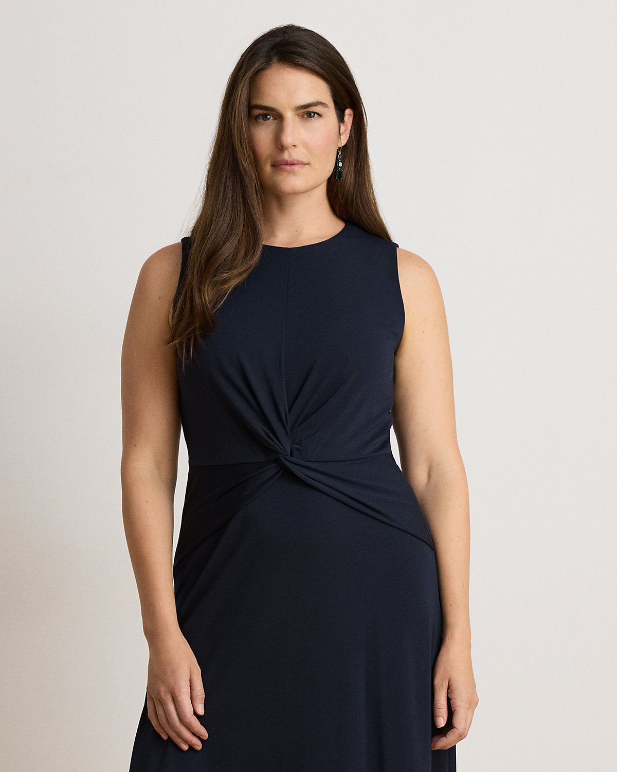 Twist-Front Jersey Sleeveless Dress
