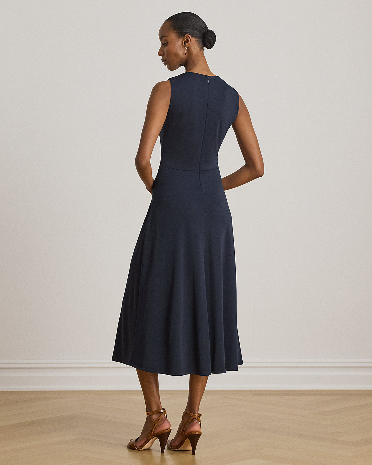 Twist-Front Jersey Sleeveless Dress