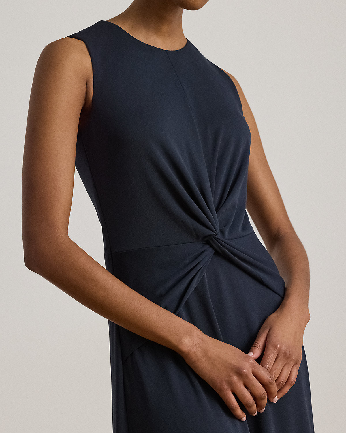 Twist-Front Jersey Sleeveless Dress