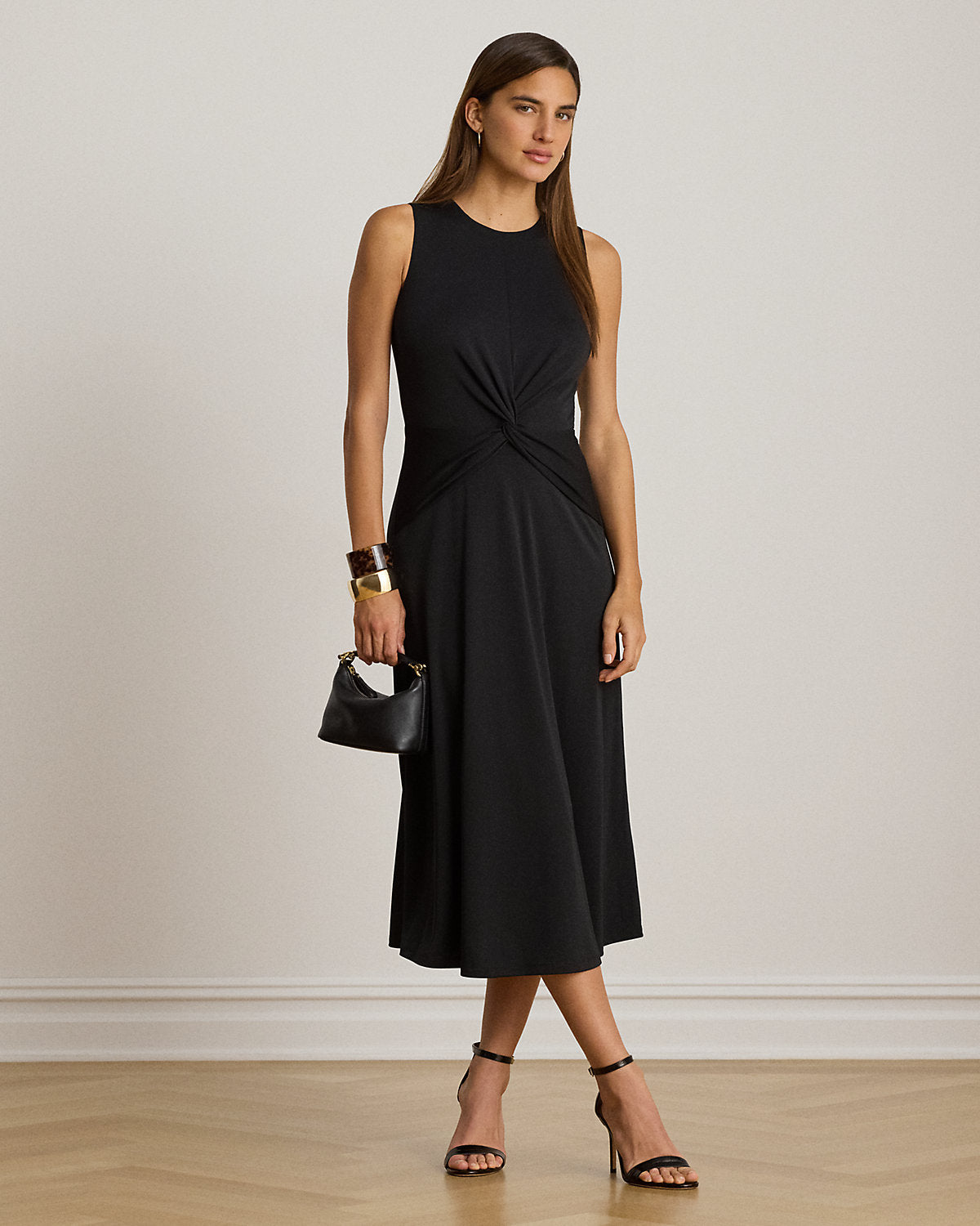 Twist-Front Jersey Sleeveless Dress