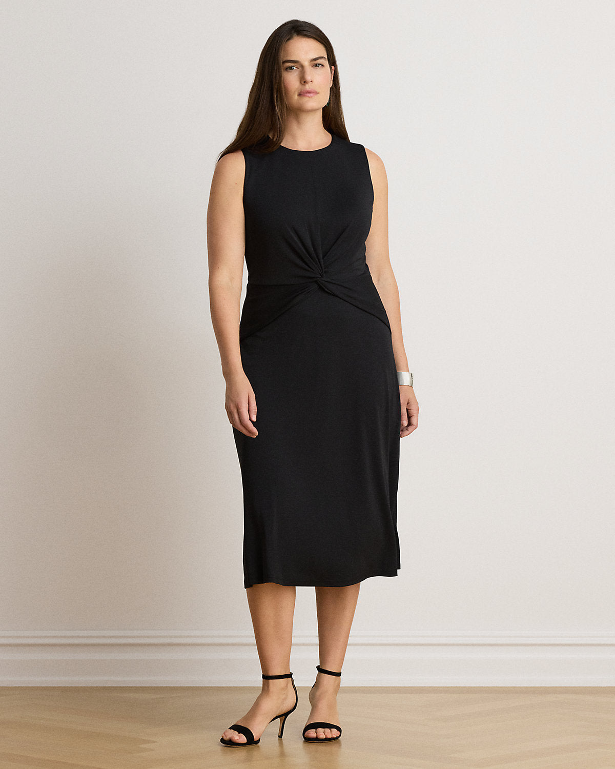 Twist-Front Jersey Sleeveless Dress