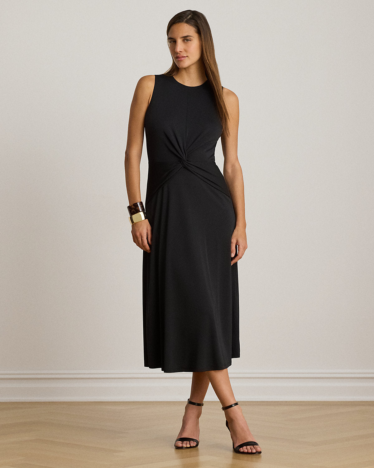 Twist-Front Jersey Sleeveless Dress