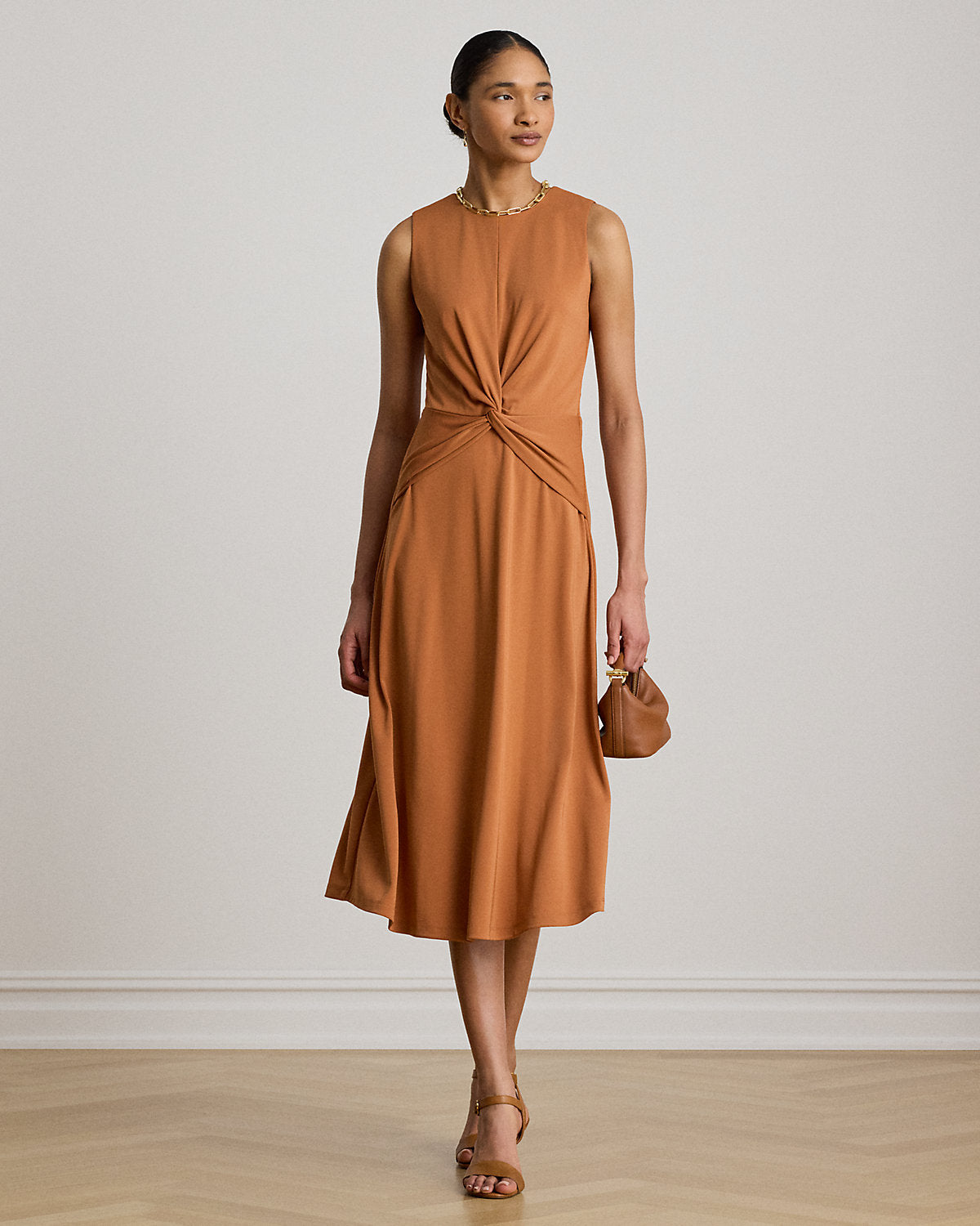 Twist-Front Jersey Sleeveless Dress