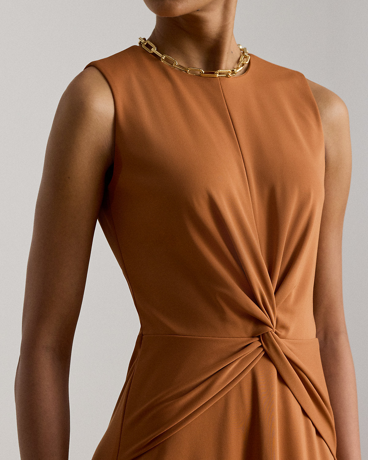 Twist-Front Jersey Sleeveless Dress
