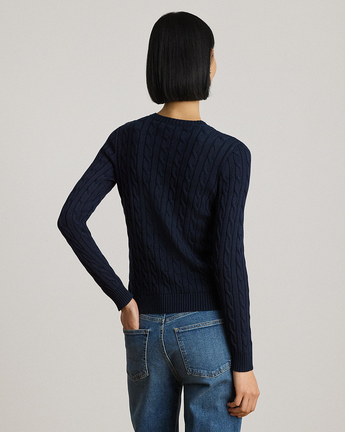 Button-Trim Cable-Knit Sweater