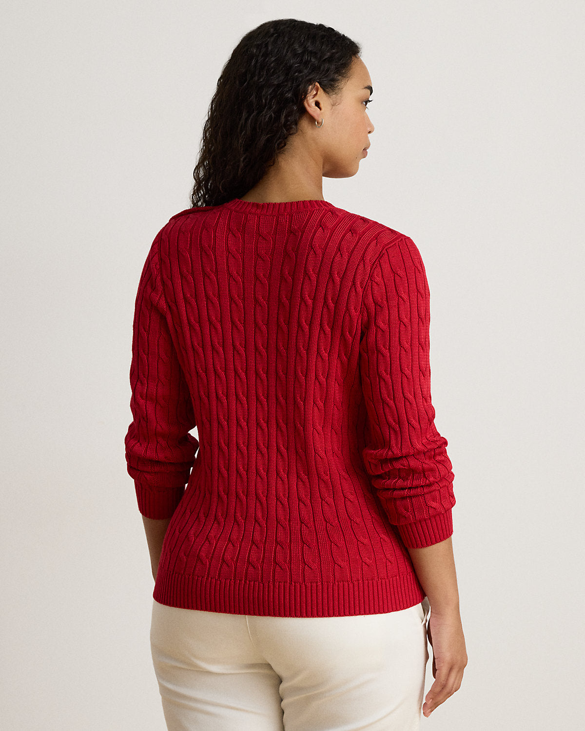 Button-Trim Cable-Knit Sweater