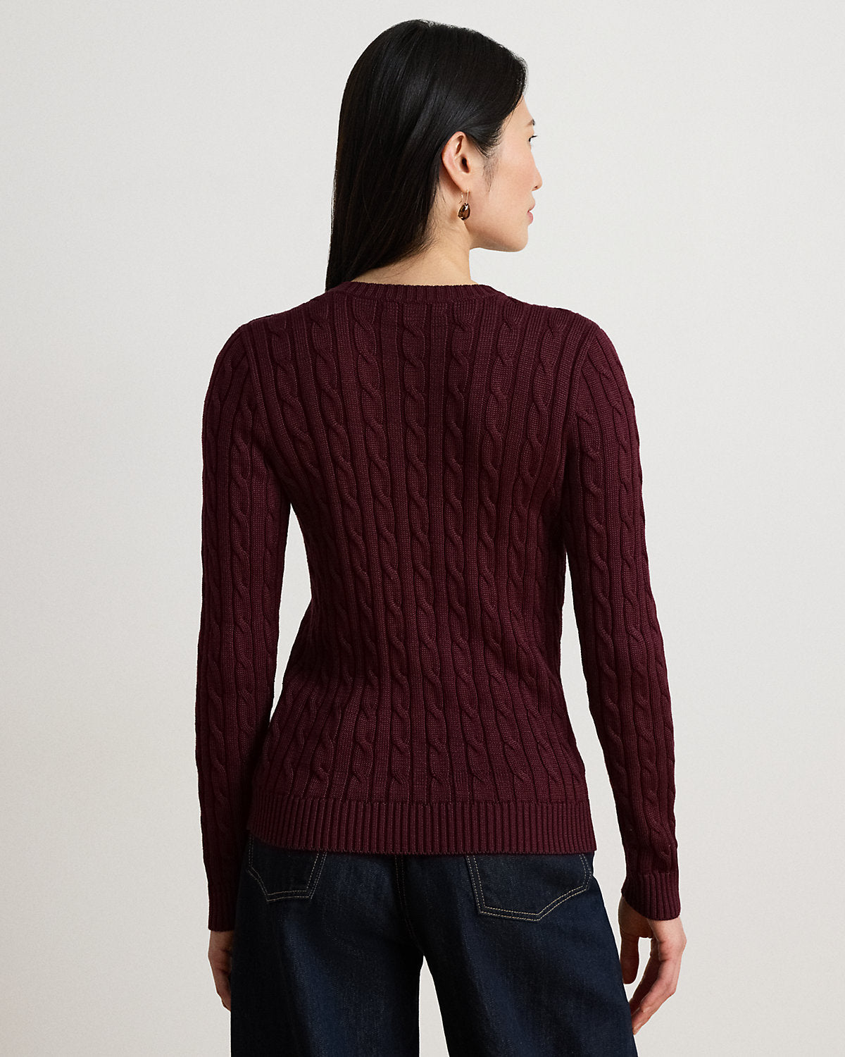 Button-Trim Cable-Knit Sweater
