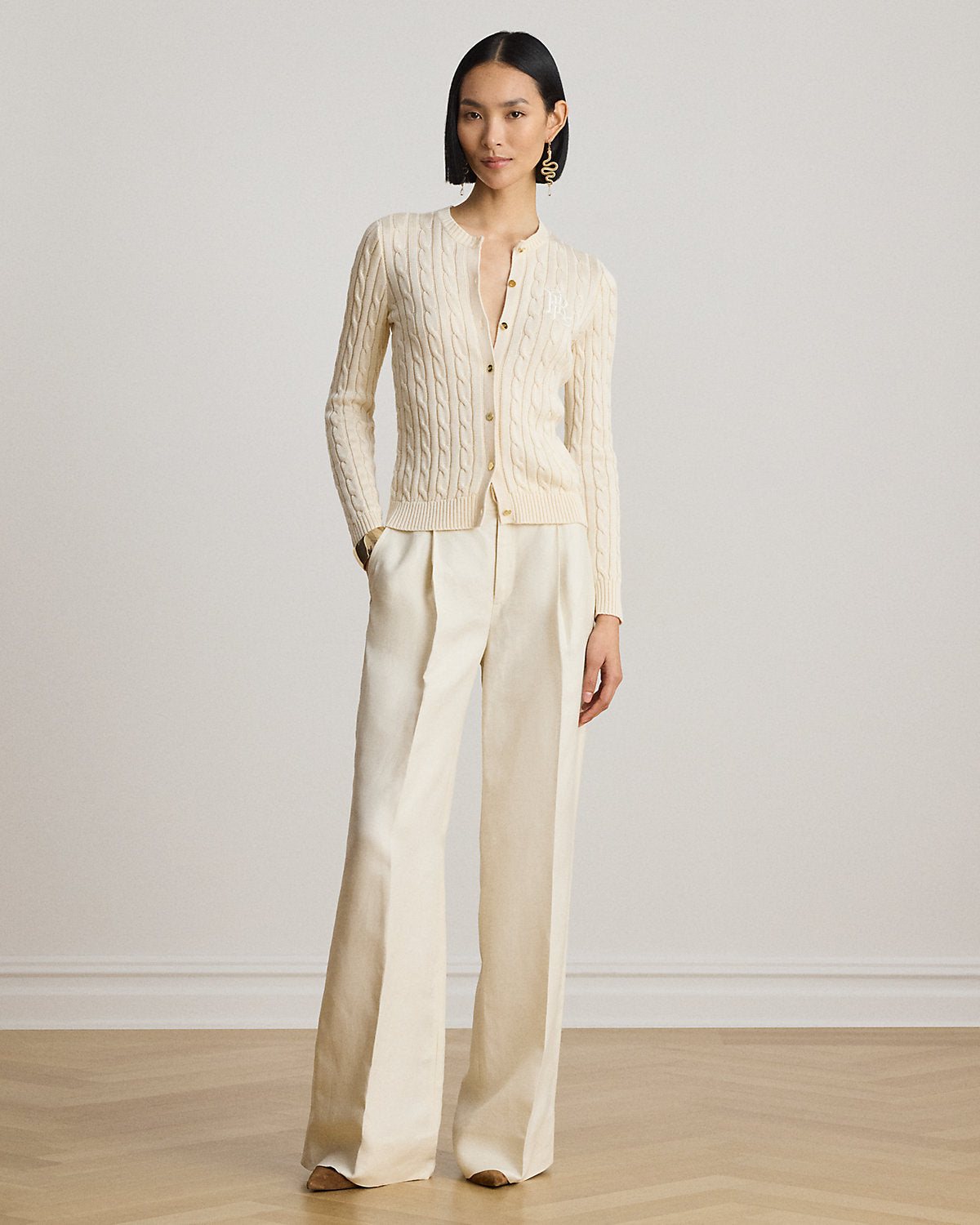 Cable-Knit Cotton-Blend Cardigan